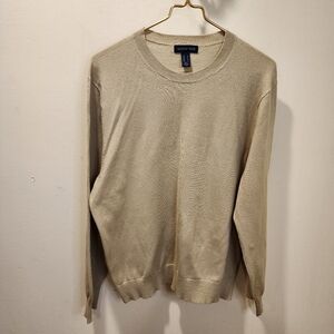 LAND'S END men's tan crew neck Sweater size M